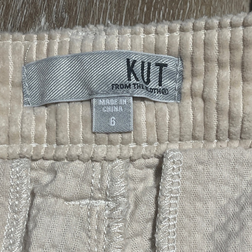 Kut From The Kloth Corduroy Pants Womens Size 6 Beige Casual Cotton Blend - Picture 5 of 9